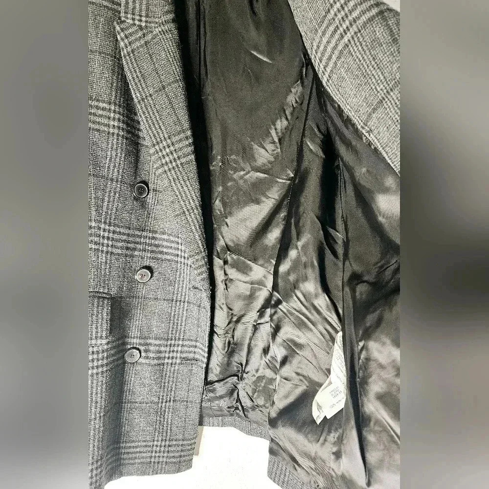 Zara Plaid Double Breast 6 buttons sz XS/S Oversized Pocket longline Blazer - Picture 6 of 10